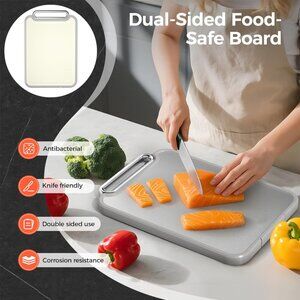 Stainless Steel Cutting Board Double Sided Steel Food Grade PP, Large Chopping